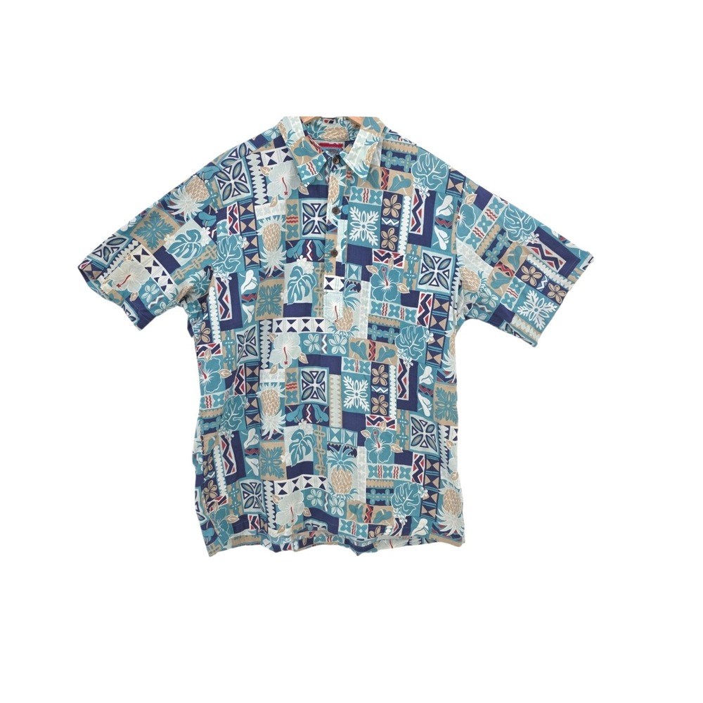 Reyn Spooner Joe Kealoha's L Vintage Hawaiian Aloha‎ Pineapple Patchwork Shirt